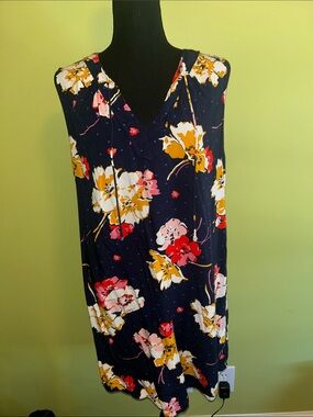 Old Navy Navy Floral Sleeveless V-Neck Women's Dress
